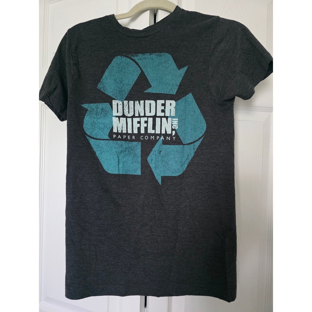 The Office T-Shirt Unisex Small Charcoal Excellent Dunder Mifflin Recycle Logo